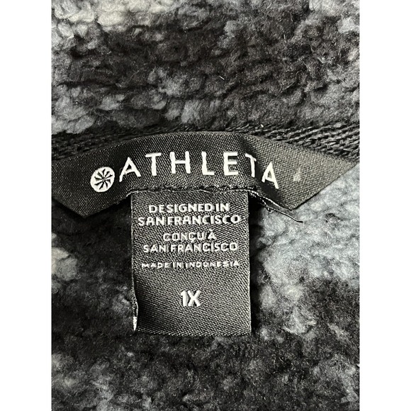 Athleta Womens 1X Jacket Tugga Sherpa Fog Camp Full‎ Zip Fleece NWT Black & Grey - Picture 3 of 7